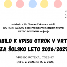 VABILO K VPISU ZA ŠOLSKO LETO 2026/27